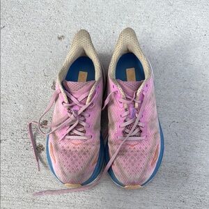 Hoka Pink and Blue Athletic Shoes